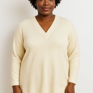 Lane Bryant Women's Soft Cream V-Neck Sweater